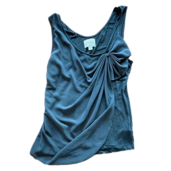 Deletta Tops - Deletta Black Tank Top with Ruffles and Bow, Size Medium